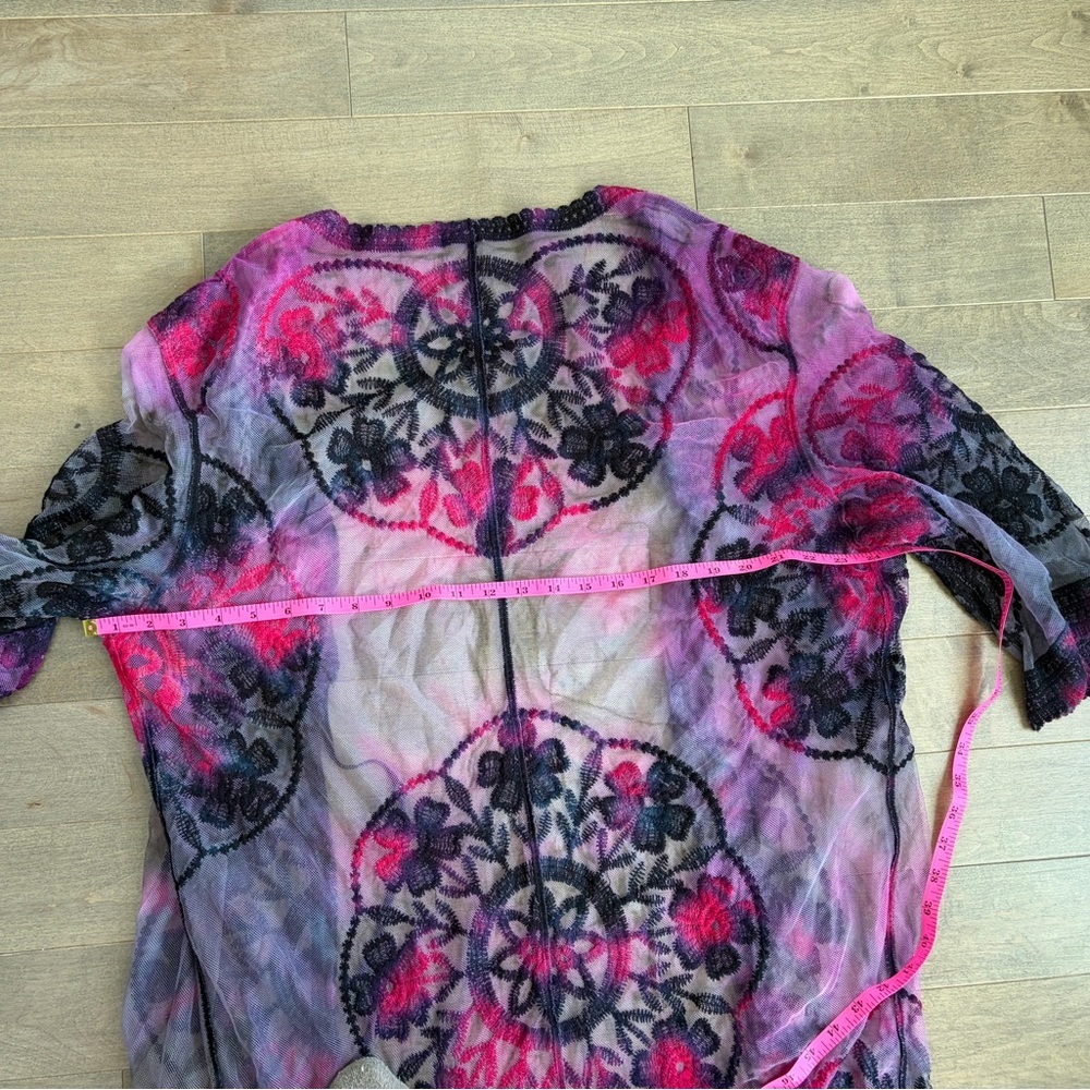 Floral Lace Women's Robe - Pink and Black - Picture 6 of 6